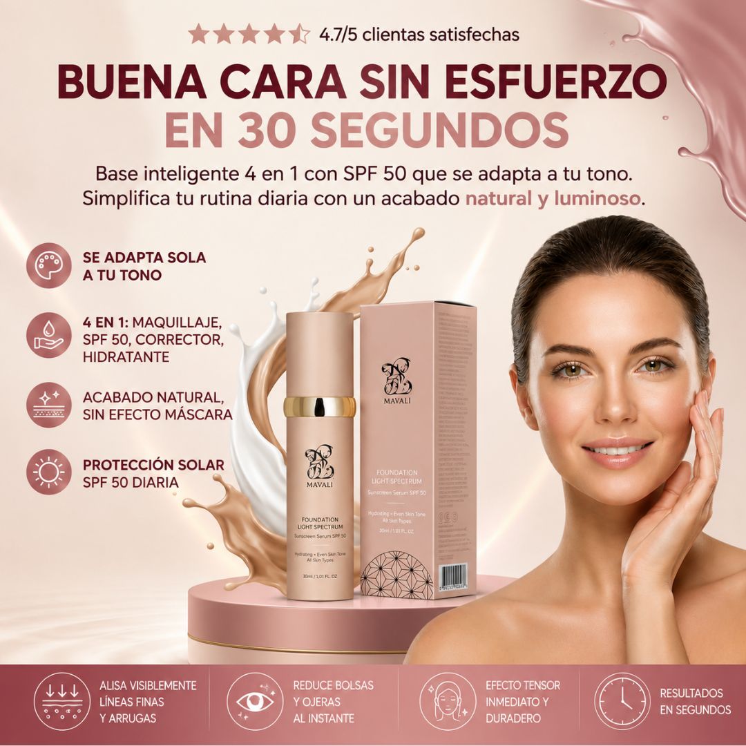 Base de Maquillaje Antiedad con SPF 50 – Se Adapta a tu Tono de Piel
