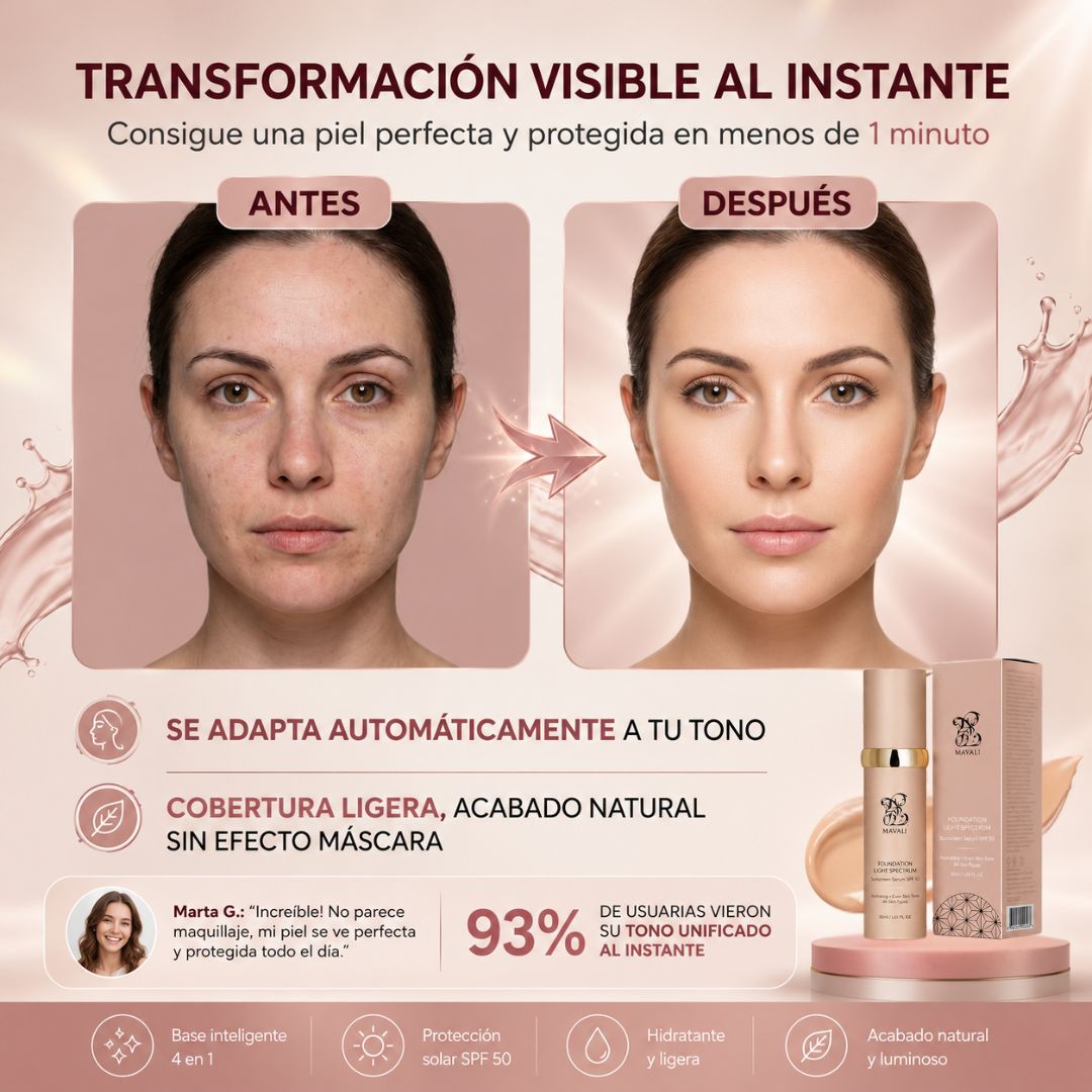 Base de Maquillaje Antiedad con SPF 50 – Se Adapta a tu Tono de Piel