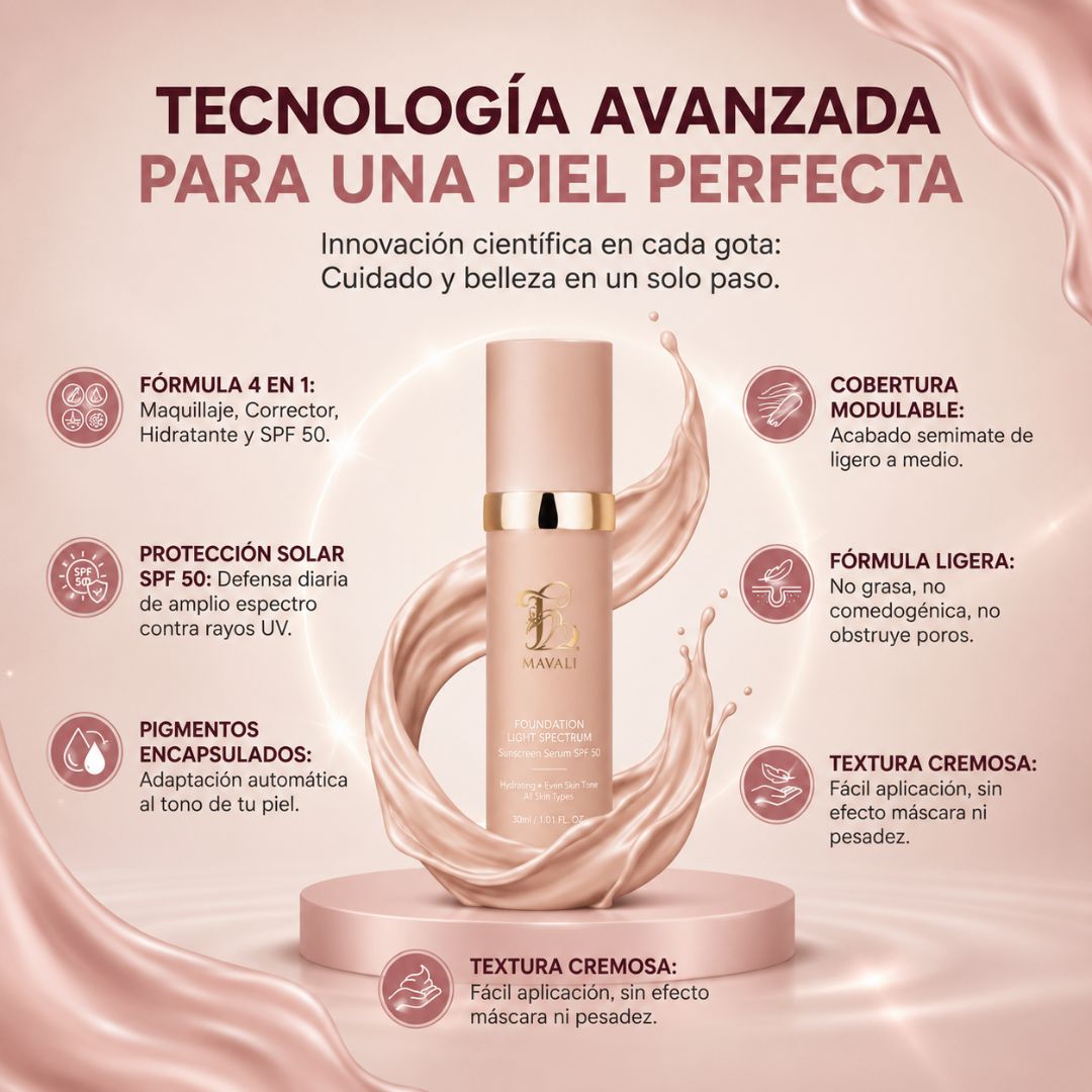 Base de Maquillaje Antiedad con SPF 50 – Se Adapta a tu Tono de Piel